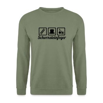 Schornsteinfeger - Unisex Pullover - Armeegrün - Vorne - Alina (178cm) & Michal (187cm)