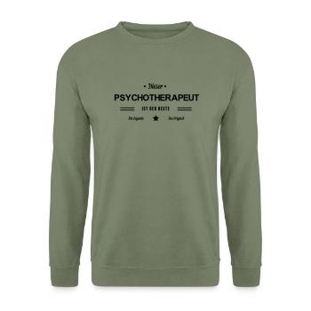 Bester Psychotherapeut - Unisex Pullover - Armeegrün - Vorne - Alina (178cm) & Michal (187cm)