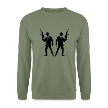 gangster_02 - Unisex Pullover - Armeegrün - Vorne - Alina (178cm) & Michal (187cm)