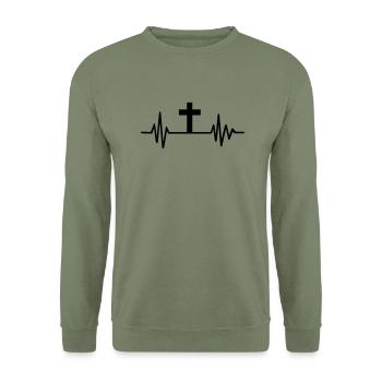 Croix - Sweat-shirt Unisexe - vert militaire - Devant - Alina (178cm) & Michal (187cm)