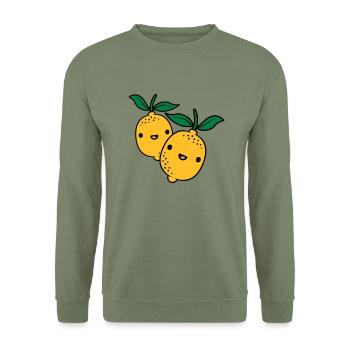 2 citrons kawaii - Sweat-shirt Unisexe - vert militaire - Devant - Alina (178cm) & Michal (187cm)