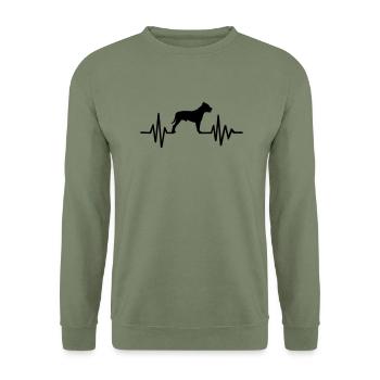 Pit Bull Terrier - Unisex Sweatshirt - army green - Front - Alina (178cm) & Michal (187cm)