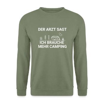 Lustiger Campen Camping Spruch - Unisex Pullover - Armeegrün - Vorne - Alina (178cm) & Michal (187cm)
