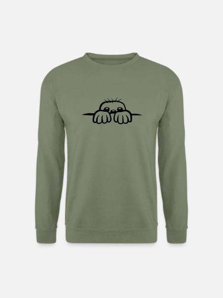 Cartoon Maulwurf guckt - Unisex Pullover - Armeegrün