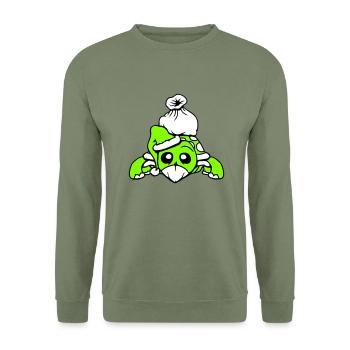 Turtle Santa Claus Hat Gifts Comic - Unisex Sweatshirt - army green - Front - Alina (178cm) & Michal (187cm)