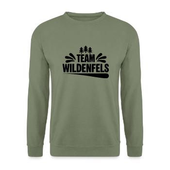 Team Wildenfels - Unisex Pullover - Armeegrün - Vorne - Alina (178cm) & Michal (187cm)