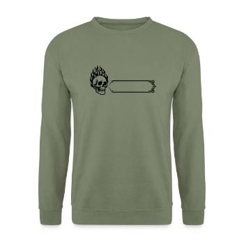 Tête de mort - Nom prénom - Sweat-shirt Unisexe - vert militaire - Devant - Alina (178cm) & Michal (187cm)