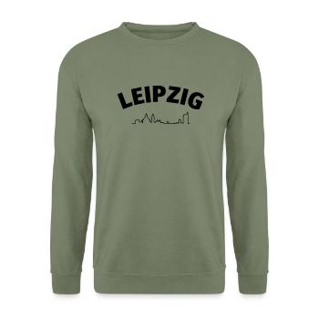 Leipzig - Unisex Pullover - Armeegrün - Vorne - Alina (178cm) & Michal (187cm)