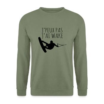 Je peux pas j'ai wake - Sweat-shirt Unisexe - vert militaire - Devant - Alina (178cm) & Michal (187cm)