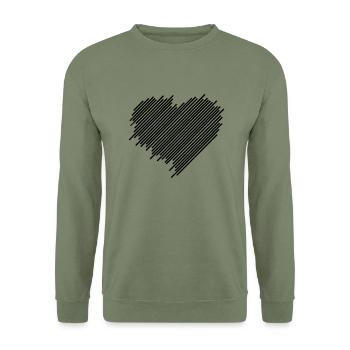 Coeur - Sweat-shirt Unisexe - vert militaire - Devant - Alina (178cm) & Michal (187cm)