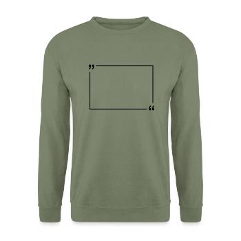 Zitat Rahmen schmal - Unisex Pullover - Armeegrün - Vorne - Alina (178cm) & Michal (187cm)