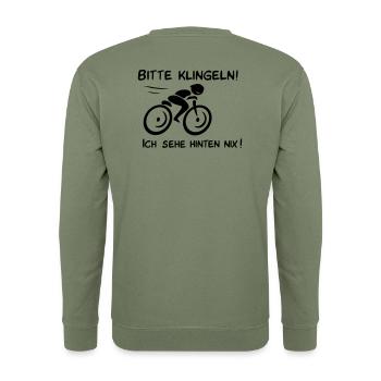 Bitte klingeln! Radfahrer-Hund - Unisex Pullover - Armeegrün - Hinten - Michal (187cm)