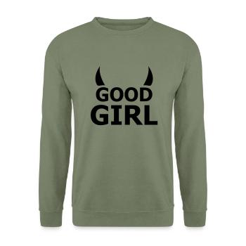 good girl - Unisex Pullover - Armeegrün - Vorne - Alina (178cm) & Michal (187cm)
