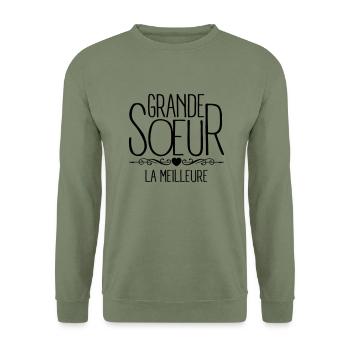 Grande Soeur - Sweat-shirt Unisexe - vert militaire - Devant - Alina (178cm) & Michal (187cm)