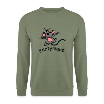 Partymaus - Unisex Pullover - Armeegrün - Vorne - Alina (178cm) & Michal (187cm)