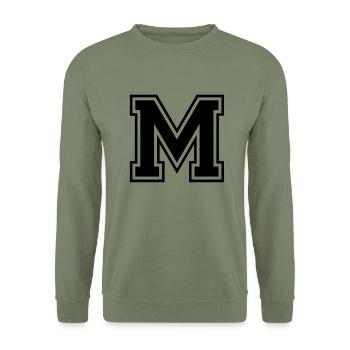 m - Unisex Pullover - Armeegrün - Vorne - Alina (178cm) & Michal (187cm)