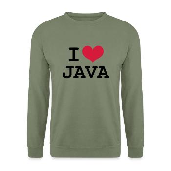 I Love Java [Developer / Geek] - Unisex Sweatshirt - army green - Front - Alina (178cm) & Michal (187cm)