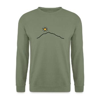 Berge und Sonne - V2 - Unisex Pullover - Armeegrün - Vorne - Alina (178cm) & Michal (187cm)