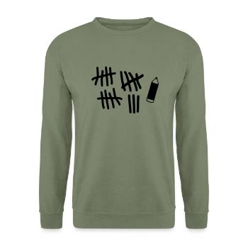 Striche - Stift - Unisex Pullover - Armeegrün - Vorne - Alina (178cm) & Michal (187cm)