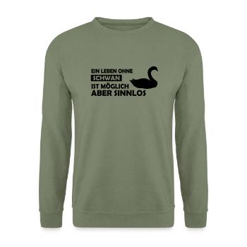 ein leben ohne schwan - Unisex Pullover - Armeegrün - Vorne - Alina (178cm) & Michal (187cm)