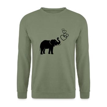elefanten_love_02 - Unisex Pullover - Armeegrün - Vorne - Alina (178cm) & Michal (187cm)