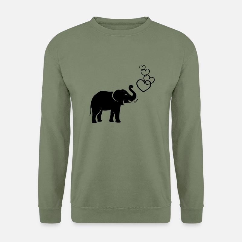 elefanten_love_02 - Sweat-shirt Unisexe - vert militaire