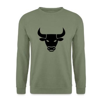 stier_001 - Unisex Pullover - Armeegrün - Vorne - Alina (178cm) & Michal (187cm)