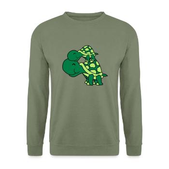 cuddle baby child little boy mom dad family small - Unisex Sweatshirt - army green - Front - Alina (178cm) & Michal (187cm)