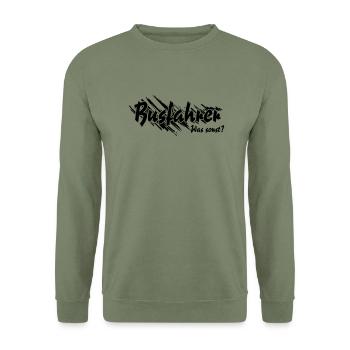 Bussfahrer was sonst - Unisex Pullover - Armeegrün - Vorne - Alina (178cm) & Michal (187cm)