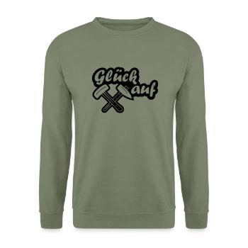 Glück Auf! - Unisex Pullover - Armeegrün - Vorne - Alina (178cm) & Michal (187cm)