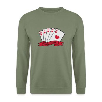Royal Flush - Unisex Pullover - Armeegrün - Vorne - Alina (178cm) & Michal (187cm)