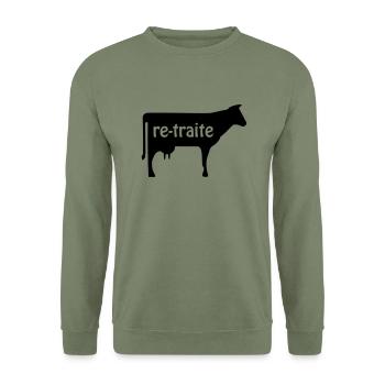 re-traite - Sweat-shirt Unisexe - vert militaire - Devant - Alina (178cm) & Michal (187cm)