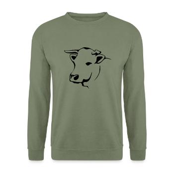 cow286 - Unisex Pullover - Armeegrün - Vorne - Alina (178cm) & Michal (187cm)