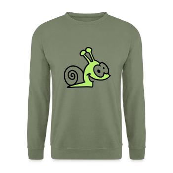 funny snail - Unisex Sweatshirt - army green - Front - Alina (178cm) & Michal (187cm)