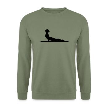 Yoga Frau - Unisex Pullover - Armeegrün - Vorne - Alina (178cm) & Michal (187cm)