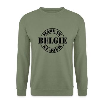 made in belgie m1k2 - Sweat-shirt Unisexe - vert militaire - Devant - Alina (178cm) & Michal (187cm)