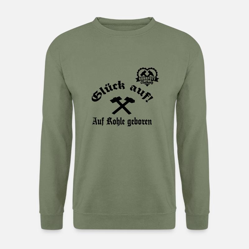Glück auf - Auf Kohle geboren - Ruhrpott Clothing - Unisex Pullover - Armeegrün