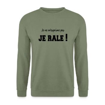 Je ne m'exprime pas je râle - Unisex Sweatshirt - army green - Front - Alina (178cm) & Michal (187cm)