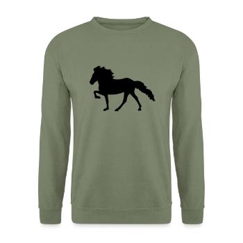 Icelandic Tölt - Unisex Sweatshirt - army green - Front - Alina (178cm) & Michal (187cm)