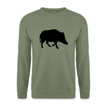 Pig - Unisex Sweatshirt - army green - Front - Alina (178cm) & Michal (187cm)