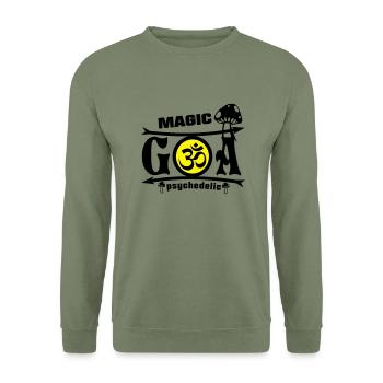 MAGIC GOA Psychedelic - Unisex Pullover - Armeegrün - Vorne - Alina (178cm) & Michal (187cm)