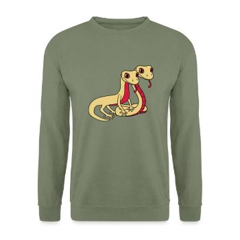 paar 2 freunde team paerchen liebe gesicht schlang - Unisex Pullover - Armeegrün - Vorne - Alina (178cm) & Michal (187cm)