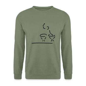 paukenspieler - Unisex Pullover - Armeegrün - Vorne - Alina (178cm) & Michal (187cm)