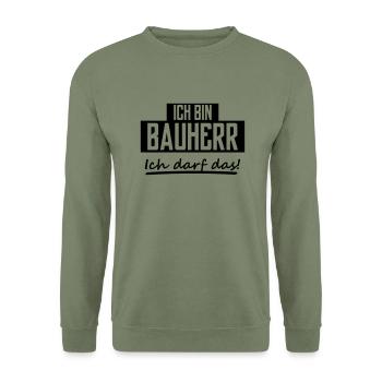 ich bin bauherr - Unisex Pullover - Armeegrün - Vorne - Alina (178cm) & Michal (187cm)