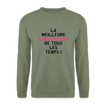 Déménageur / Déménagement / Déménager / Camion - Sweat-shirt Unisexe - vert militaire - Devant - Alina (178cm) & Michal (187cm)