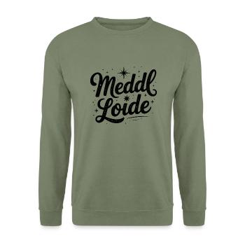 Meddl Loide - Deutsche Memes - Unisex Pullover - Armeegrün - Vorne - Alina (178cm) & Michal (187cm)