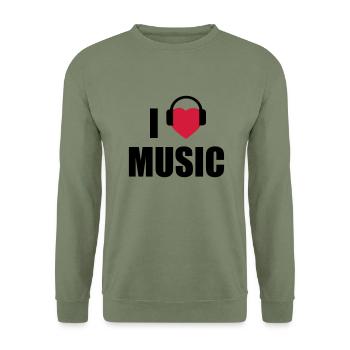 i love music - Unisex Pullover - Armeegrün - Vorne - Alina (178cm) & Michal (187cm)