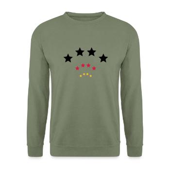 4 Sterne für Schwarz rot gold / 4 stars (3c) - Unisex Sweatshirt - army green - Front - Alina (178cm) & Michal (187cm)
