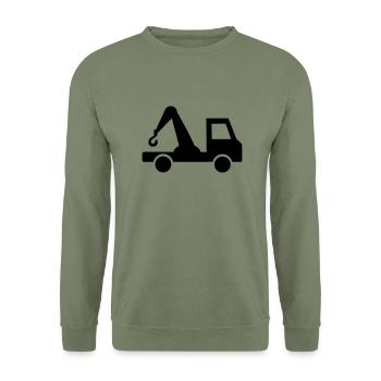 Abschlepper - LKW - Unisex Pullover - Armeegrün - Vorne - Alina (178cm) & Michal (187cm)