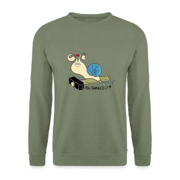 You snailed it! - Unisex Pullover - Armeegrün - Vorne - Alina (178cm) & Michal (187cm)